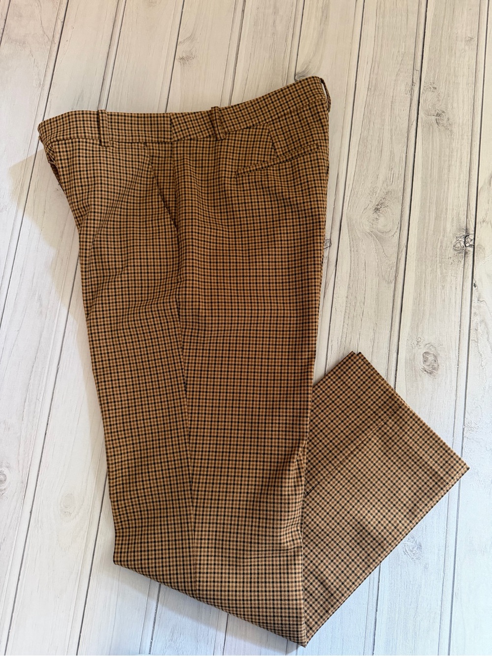 J. Crew Factory Kallie pant brown black plaid high waist straight leg. Size 12T